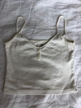 Brandy Melville Cream Ribbed Button-Front Cami